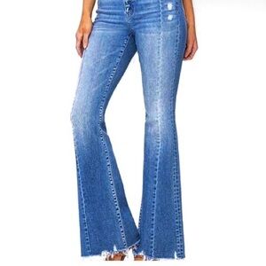 Flying Monkey Farewell High Rise Panel Flare Wide Leg Jeans